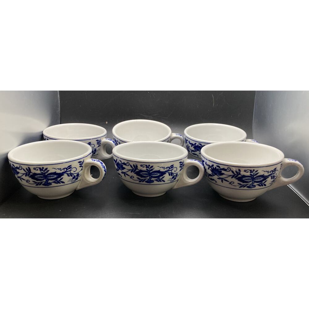 Sterling Vitrified China Blue Willow M-2 Mugs Lot of 6 Coffee Cups E. Liverpool